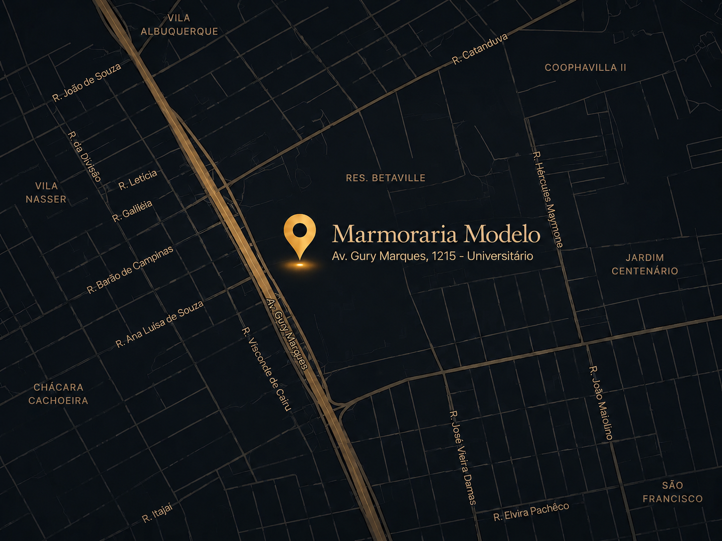 Mapa da Marmoraria Modelo em Campo Grande/MS